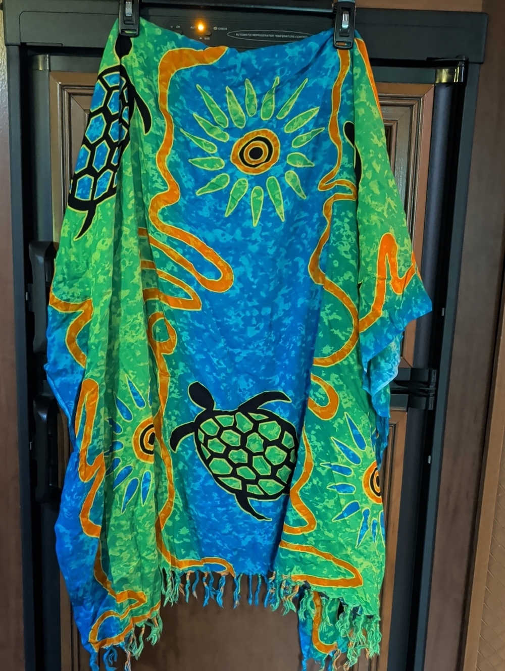 Vibrant Blue & Green Turtle Print One-Piece Cover-Up